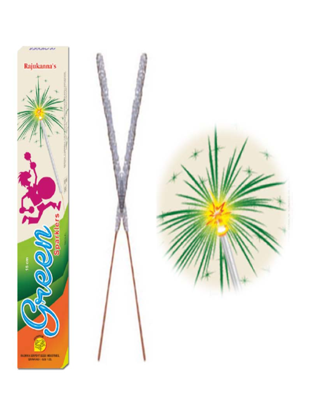 10 CM Green Sparklers | 1 Box | 10 Pcs <br> 10 செ.மீ பச்சை கலர் கம்பி