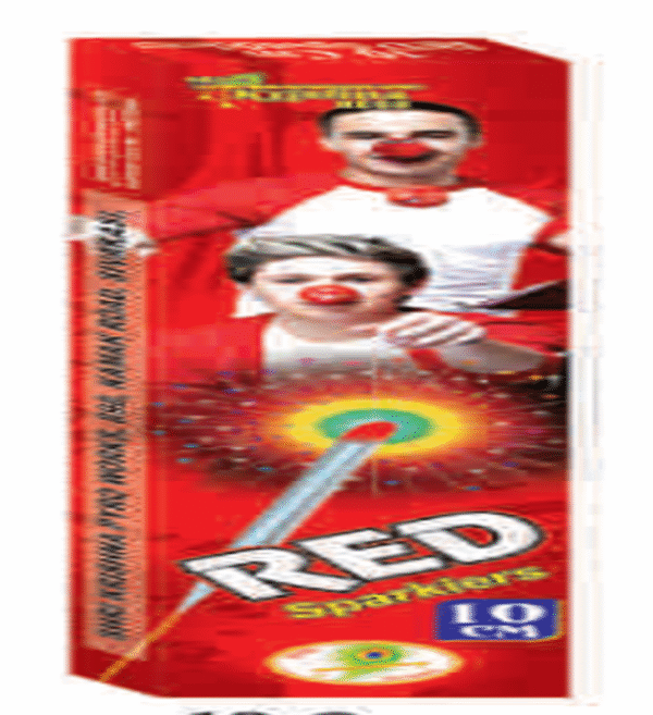 10 CM Red Coloured Sparklers | 10 Pcs | 1 Box <br> 10 செ.மீ சிவப்பு கலர் கம்பி ( Krishna Crackers )